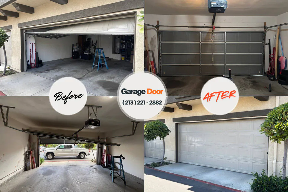 Before and after: garage door repair Hustisford, WI